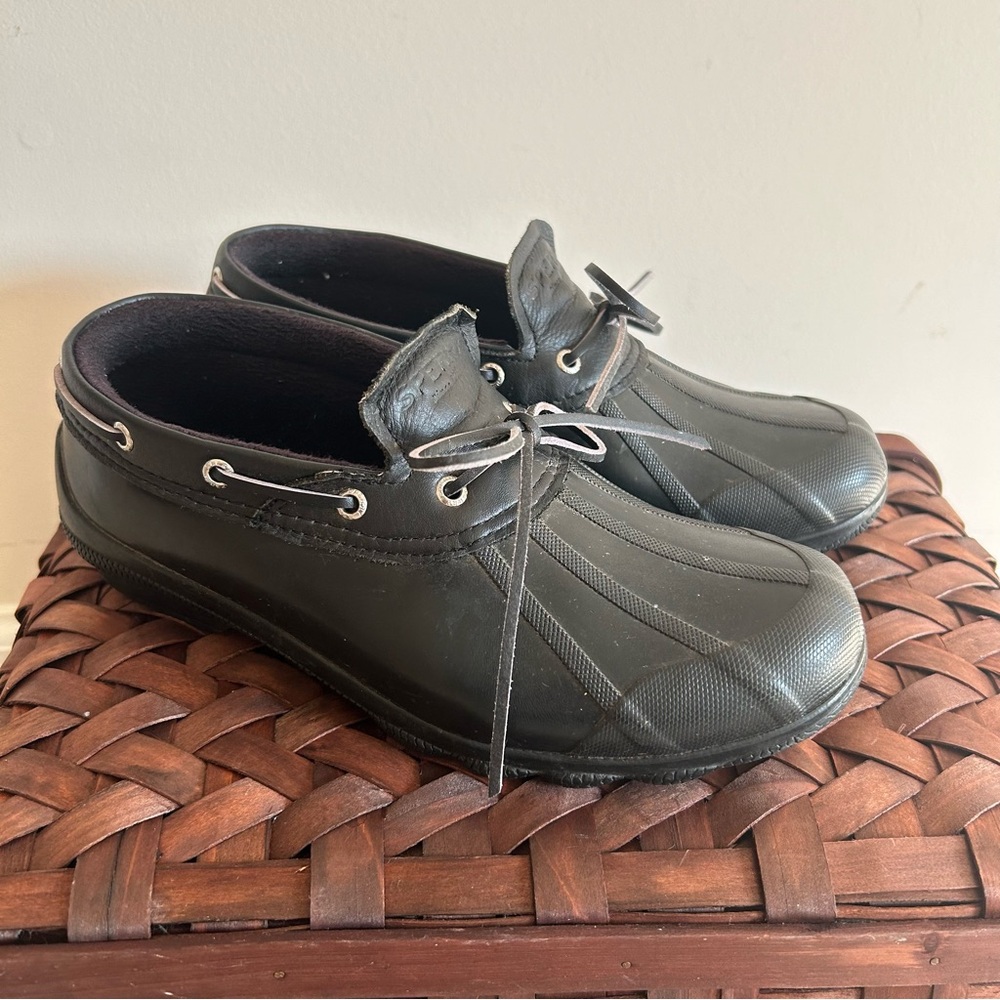 Women’s Sperry Top Sider Black Duckling Wateproof Rain Shoes Size 7.5